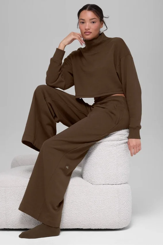 Serenity Jogginghose mit weitem Bein – Espresso