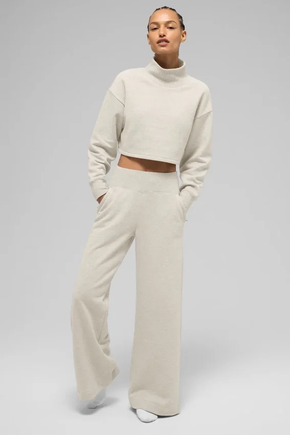Serenity Jogginghose mit weitem Bein – Oatmeal Heather