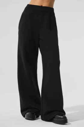 Serenity Jogginghose mit weitem Bein – Schwarz
