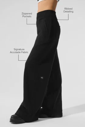 Serenity Jogginghose mit weitem Bein – Schwarz