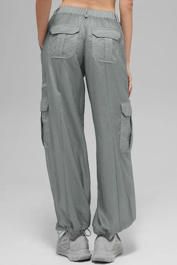 Sheer Game Time Leggings mit weitem Bein – Lunar Grey