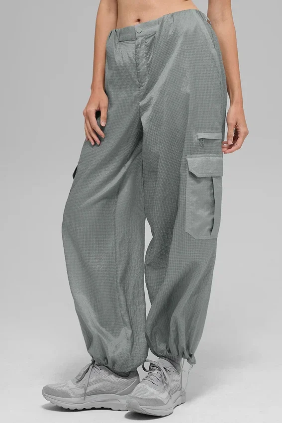 Sheer Game Time Leggings mit weitem Bein – Lunar Grey