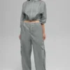 Sheer Game Time Leggings mit weitem Bein – Lunar Grey