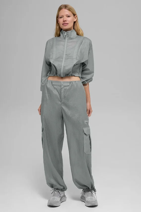 Sheer Game Time Leggings mit weitem Bein – Lunar Grey