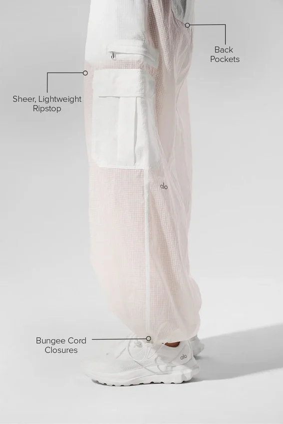 Sheer Game Time Leggings mit weitem Bein – Weiß