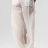 Sheer Game Time Leggings mit weitem Bein – Weiß