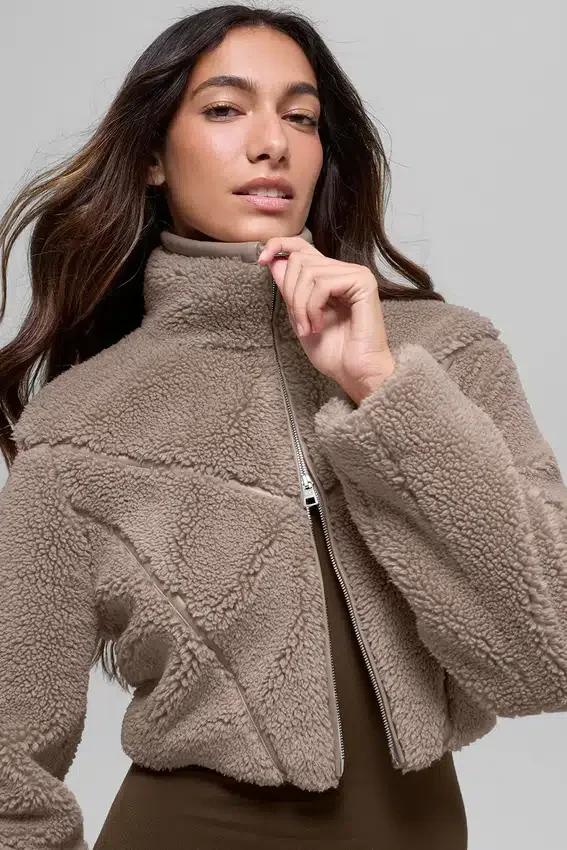 Sherpa Cropped Slope Side Jacke – Chai Latte