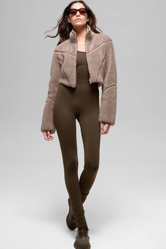 Sherpa Cropped Slope Side Jacke – Chai Latte
