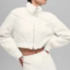 Sherpa-Jacke mit schrägem Saum – Elfenbein