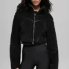 Sherpa-Jacke mit seitlichem Schlitz – Schwarz