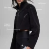 Sherpa-Jacke mit seitlichem Schlitz – Schwarz