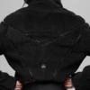 Sherpa-Jacke mit seitlichem Schlitz – Schwarz