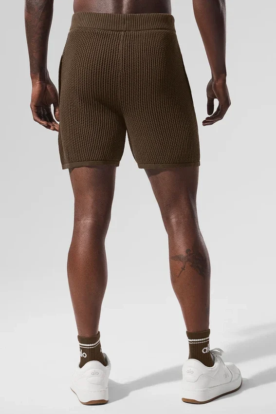 Shorts aus offenem Strick – Espresso