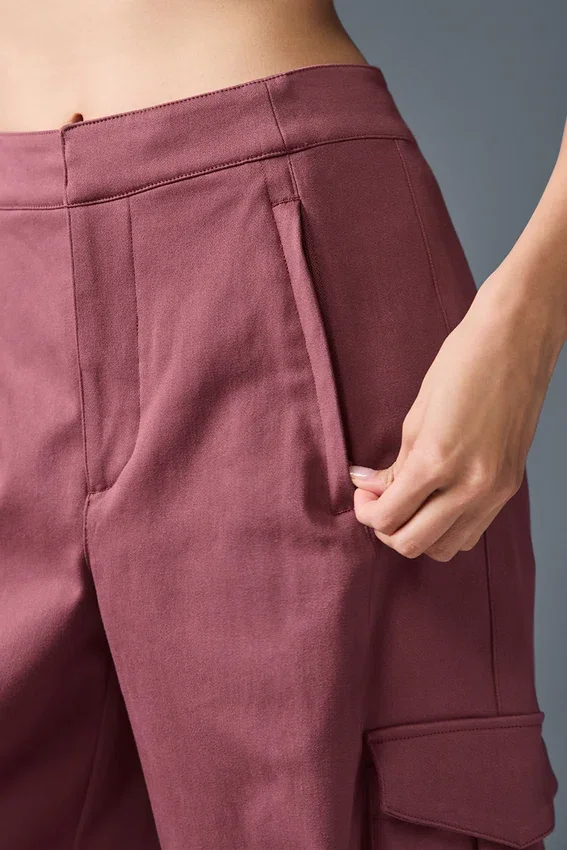 Show off Cargo-Hose mit weitem Bein (lang) – Burgundy Truffle