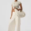 Show off Cargo-Hose mit weitem Bein (lang) – Elfenbein
