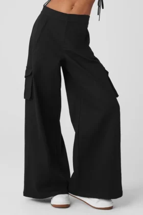 Show off Cargo-Hose mit weitem Bein (lang) – Schwarz