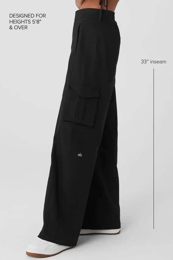 Show off Cargo-Hose mit weitem Bein (lang) – Schwarz