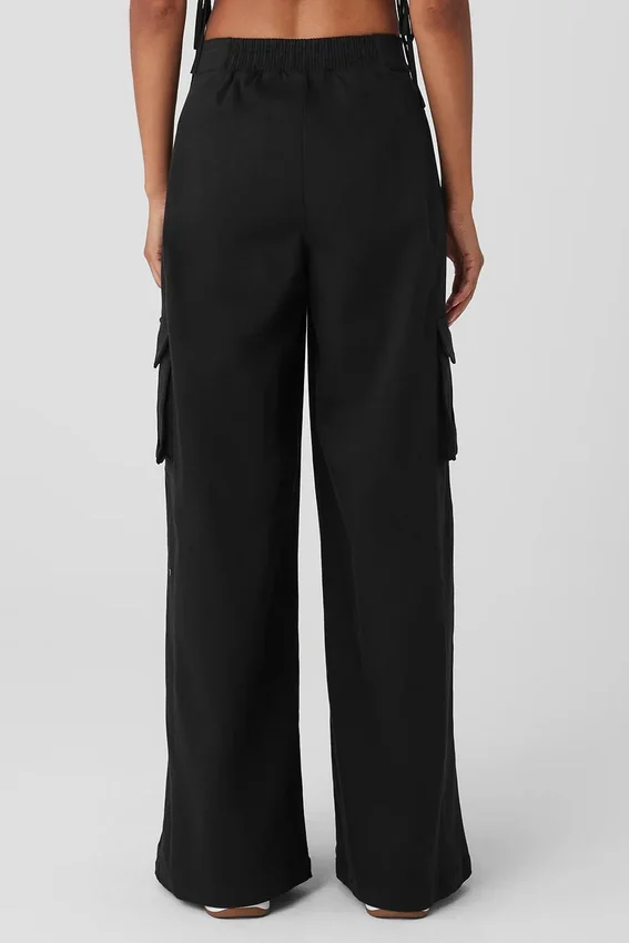 Show off Cargo-Hose mit weitem Bein (lang) – Schwarz