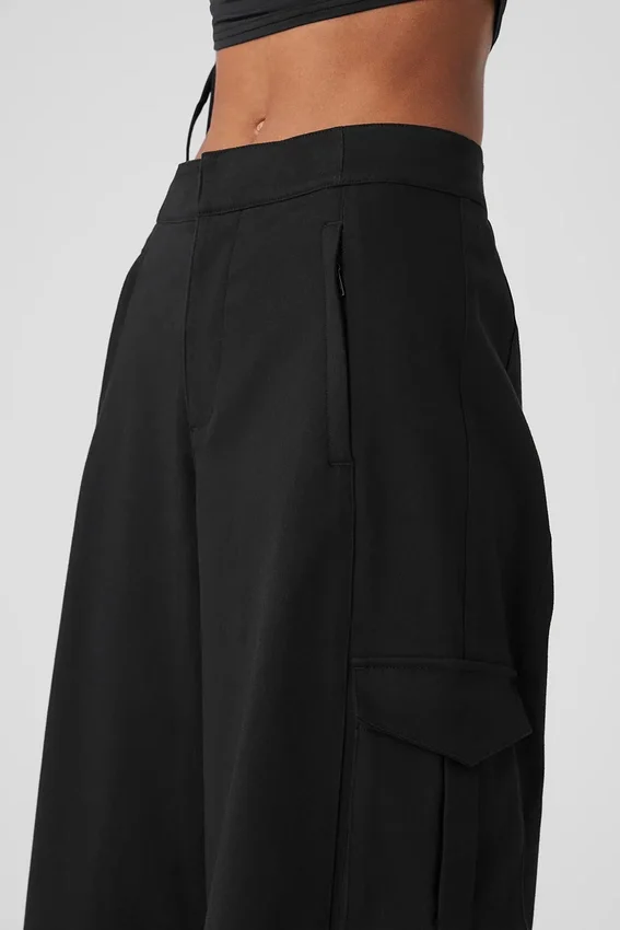 Show off Cargo-Hose mit weitem Bein (lang) – Schwarz