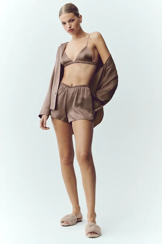 Silk Luminous Shorts – Alpine Cocoa