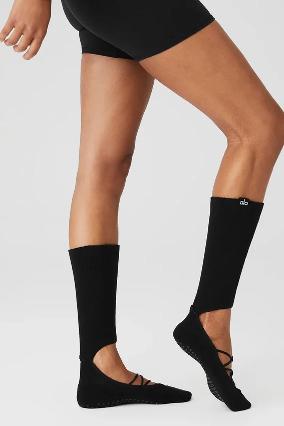 Siren Grip-Socken mit Riemchen für Damen – Schwarz