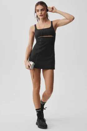 Slice Tennis-Kleid – Schwarz