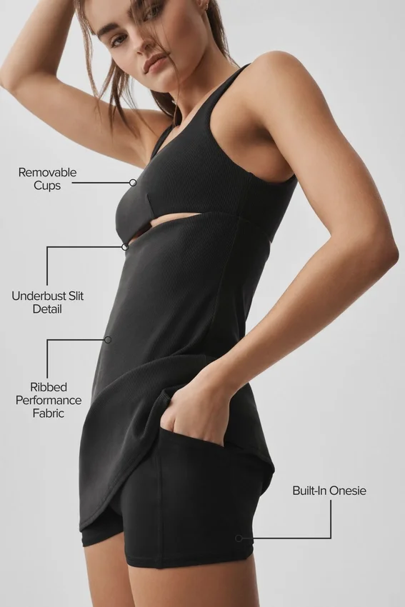Slice Tennis-Kleid – Schwarz