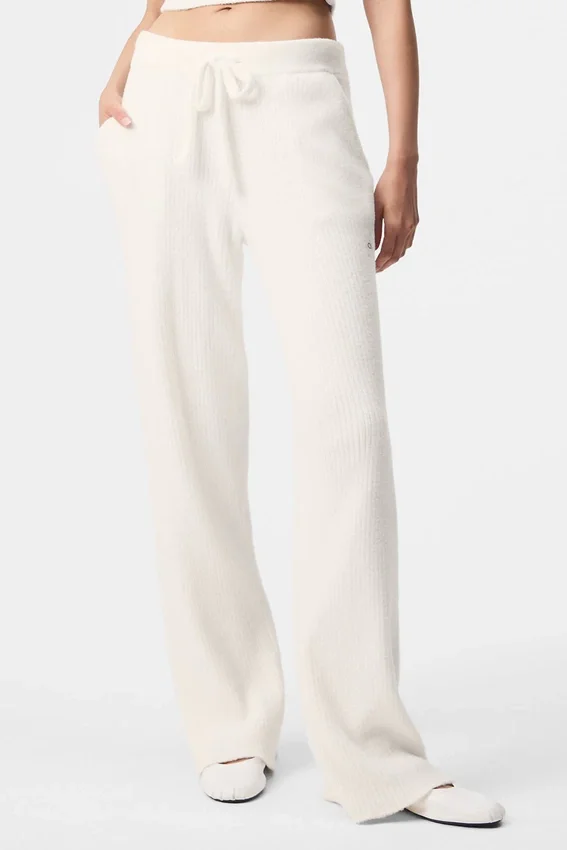 Snuggle Up Pullover Hose mit High-Waist und weitem Bein – Elfenbein