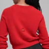 „Snuggle up“ Pullover, kurz geschnittene Strickjacke – Bright Red