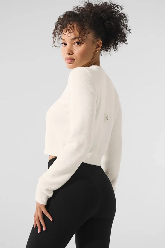 Snuggle Up Pullover Kurze Strickjacke – Elfenbein