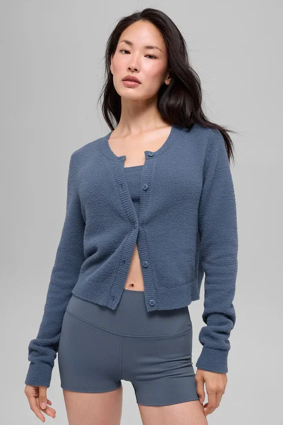 Snuggle Up Pullover – Kurzer Cardigan – Bluestone