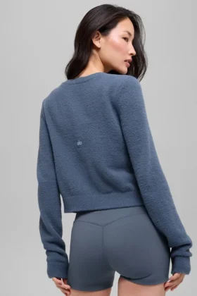 Snuggle Up Pullover – Kurzer Cardigan – Bluestone