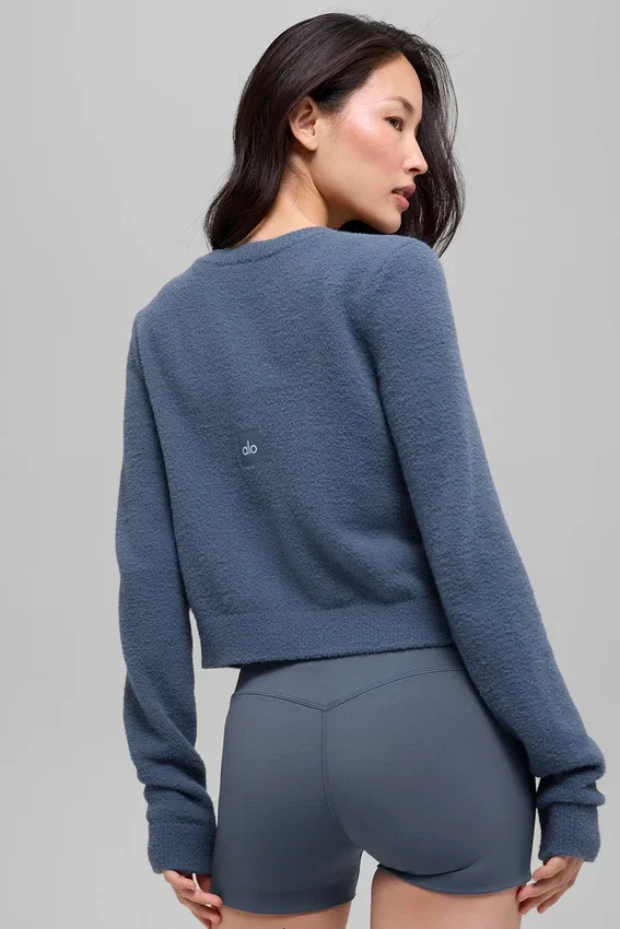 Snuggle Up Pullover – Kurzer Cardigan – Bluestone