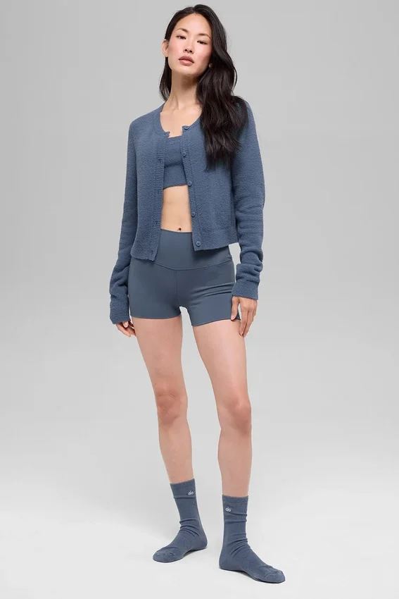 Snuggle Up Pullover – Kurzer Cardigan – Bluestone