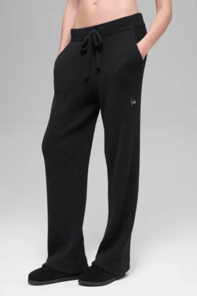 Snuggle Up Pullover-Leggings mit High-Waist und weitem Bein – Schwarz