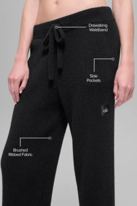 Snuggle Up Pullover-Leggings mit High-Waist und weitem Bein – Schwarz