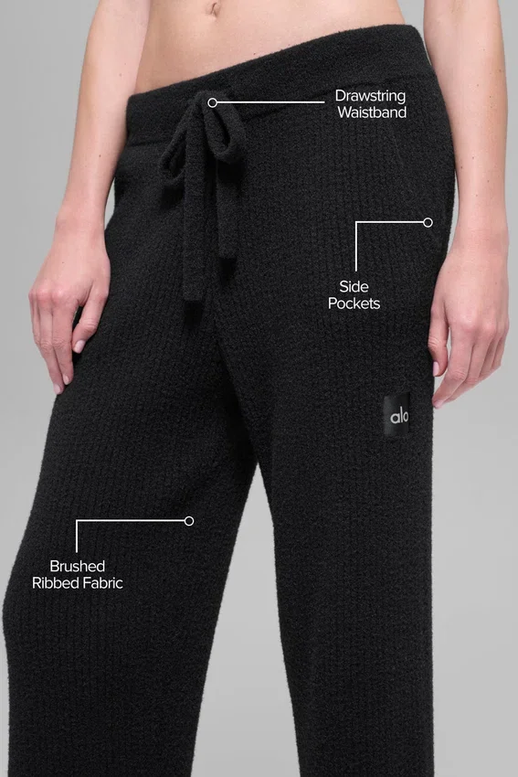 Snuggle Up Pullover-Leggings mit High-Waist und weitem Bein – Schwarz
