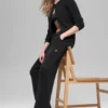 Snuggle Up Pullover-Leggings mit High-Waist und weitem Bein – Schwarz