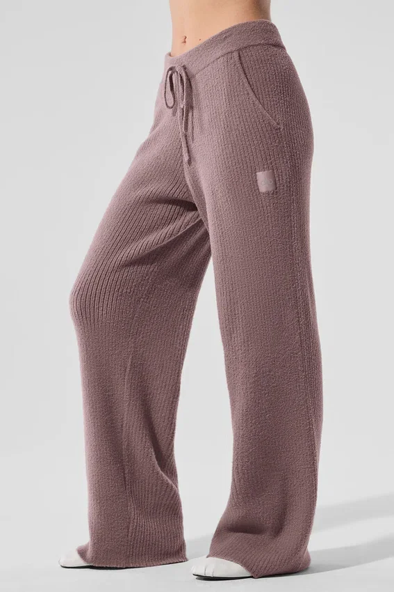 Snuggle Up Pullover mit High-Waist-Hose und weitem Bein – Mushroom