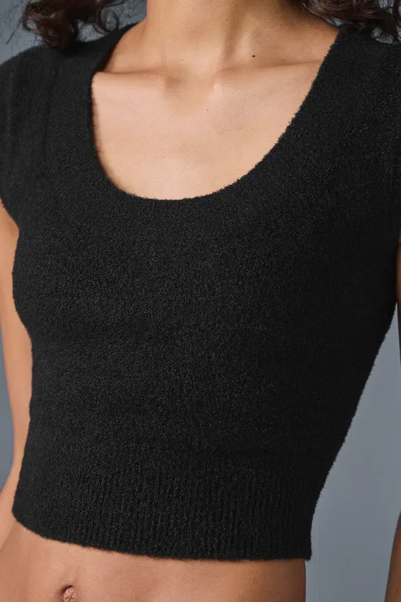 Snuggle Up Pullover mit Kurzarmshirts – Schwarz