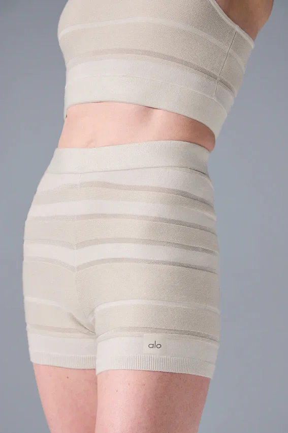 Sport Play High-Waist Strick-Shorts – Elfenbein/Alabaster