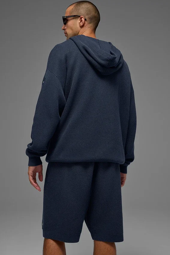 Sports Club Pullover Knit Hoodie – Marineblau