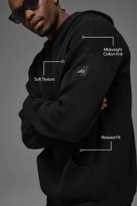 Sports Club Pullover Knit Hoodie – Schwarz