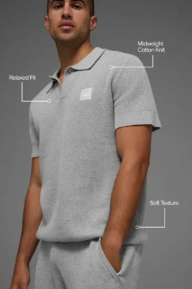 Sports Club Pullover Knit Polo – Athletic Heather Grey