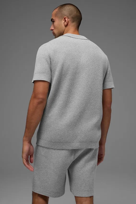 Sports Club Pullover Knit Polo – Athletic Heather Grey