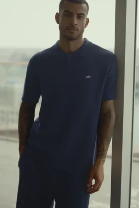 Sports Club Pullover Knit Polo – Marineblau