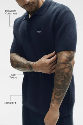 Sports Club Pullover Knit Polo – Marineblau
