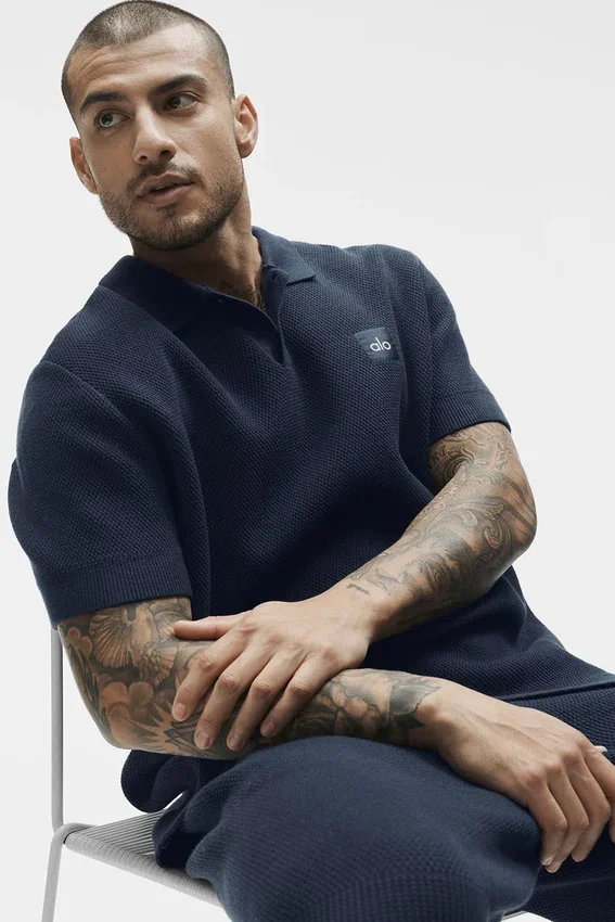 Sports Club Pullover Knit Polo – Marineblau