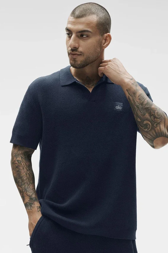 Sports Club Pullover Knit Polo – Marineblau