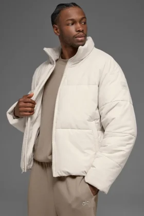 Stretch-gewebte Street-Pufferjacke – Bone